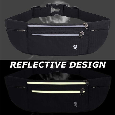Peicees Fanny Pack with Water Bottle Holder Waist Bag for Men Women Water Resistant Lightweight Reflective Adjustable Running Belt Headphone Bag T...