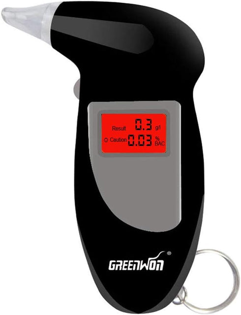 GREENWON Battery Powered Breathalyzer Keychain Digital Alcohol Tester Detector Breath Analyzer Audible Alert Portable with LCD Display and Replace...