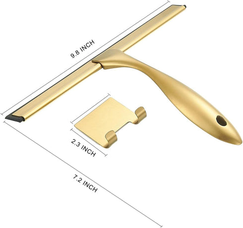 10inch Water Cleaning Squeegee for Bathroom Car or Kitchen Top Stainless with Silicon Rubber 3 Choice (Gold)...