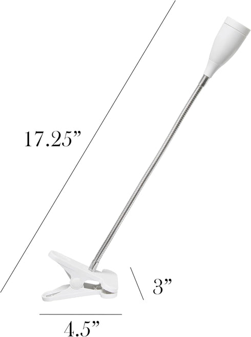 Simple Designs LD2005-WHT Flexible Gooseneck LED Clip Light Desk Lamp, White...