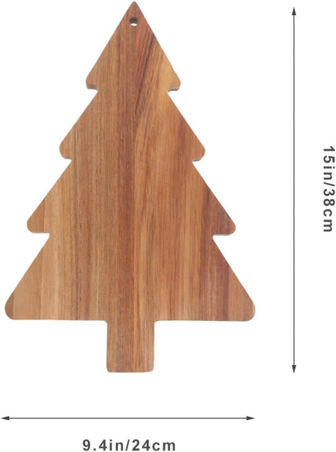 Amosfun Christmas Tree Cutting Board Acacia Kitchen Cutting Chopping Board Wooden Serving Tray Plate Cheese Platter Wine Holder Charcuterie Board ...