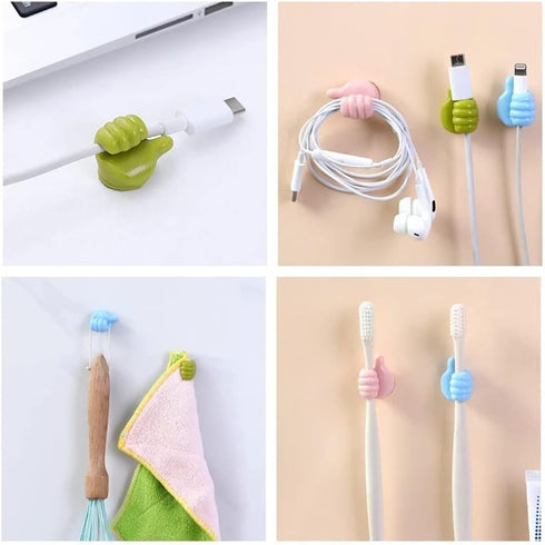 Self-Adhesive Thumb Hooks, 16pcs Creative Silicone Thumb Wall Hooks Key Toothbrush Thumb Hook Holder for Data Cable Headphones Home Office Wall St...