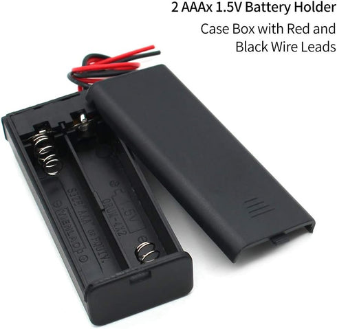 2 AAA Battery Holder with ON/Off Switch and Wire Leads Case Back Cover 2X 1.5V 3 Volt Storage Box Cables Line Cord Wire Cell Charger (5-Pack)...
