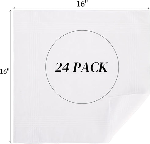 Goaste 24 Pack Cotton Handkerchiefs for Men, 16" Men's White Soft Hankies, Classic Pocket Square Towel with Hem for Suit, Gifting, Weddings, Tea P...