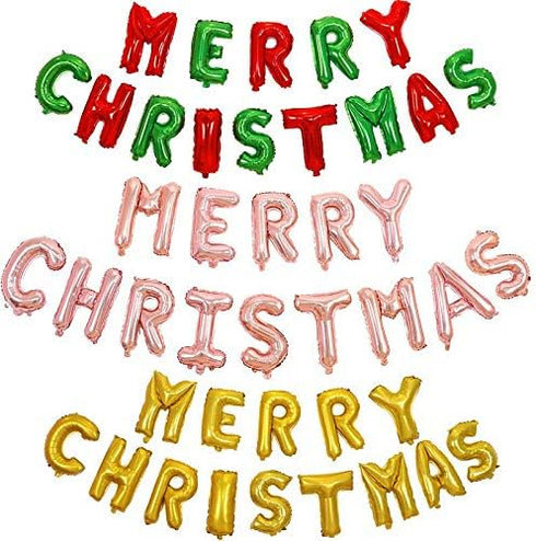 MERRY CHRISTMAS Balloons, Xmas Aluminum Foil Balloons Christmas Anniversary Party Supplies Decorations Home Party Decor, 16Inch -Red & Green(ribbo...