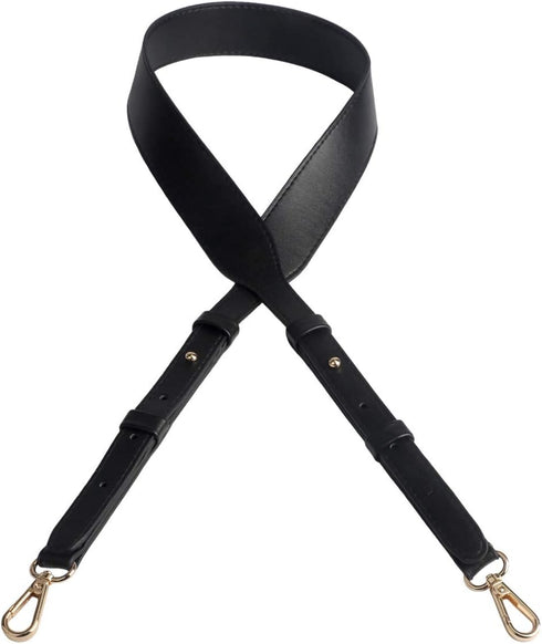 BEAULEGAN Wide Purse Strap Replacement - Microfiber Leather - 51 Inch Long Adjustable for Crossbody Shoulder Bag, Black/Gold...