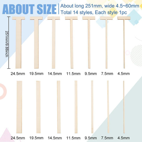 BENECREAT 14 PCS Wooden Bookbinding Tools, Wooden Hand Tools, Long and T-Shaped and Straight Edges, for Books with Spine, Double Cover Constructio...