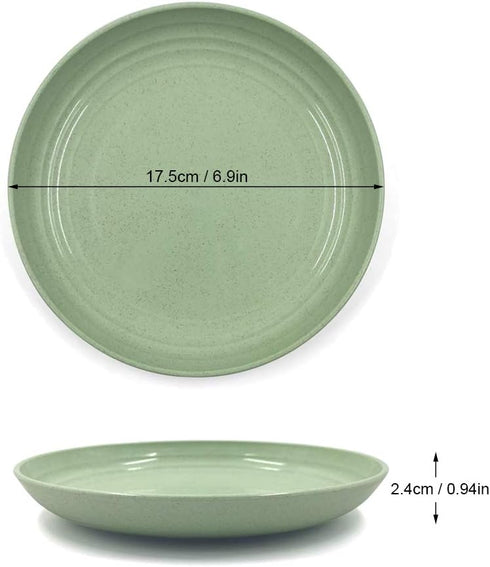 4 Pcs 7 Inch Lightweight Wheat Straw Plates, Unbreakable Dinner Plate, Toddler, Anti-fallen, Dishwasher Microwave Safe Plates (4 colors)...