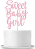 Sweet Baby Girl Cake Topper Rose Gold Glitter Girl Newborn Gender Reveal Cake Decor Cheers to Baby Show/Baby One Month/Hundred Days/Girl 1st Birth...