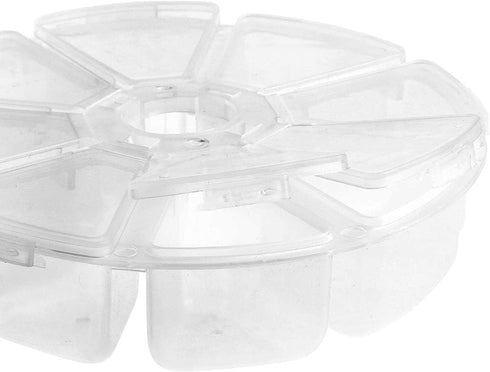 AKOAK 1 Pack Round 8-Compartment Storage Box, Easy to Carry, for Storing Earrings, Rings, Beads, Rhinestones, Pills and More (White)...