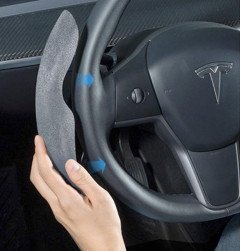 Steering Wheel Cover, Suede Car Steering Wheel Cover Replaceable Breathable Anti-Slip Protector, Car Accessories for Tesla Model 3 2017-2023/Model...