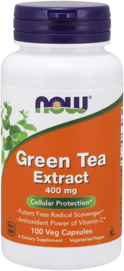NOW Supplements, Green Tea Extract 400 mg with Vitamin C, Cellular Protection*, 100 Veg Capsules...