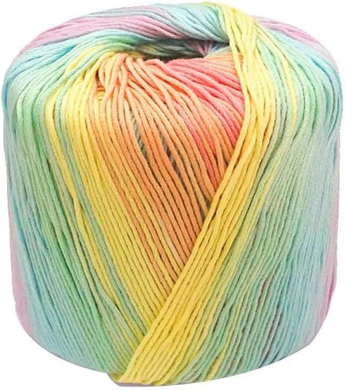 Crochet Yarn: 133M Light Rainbow Cotton Yarn for Crocheting - Soft, Multi-Color Thread for DIY Hand Knitting Scarves, Hats, Shawls, Sweaters, Blan...