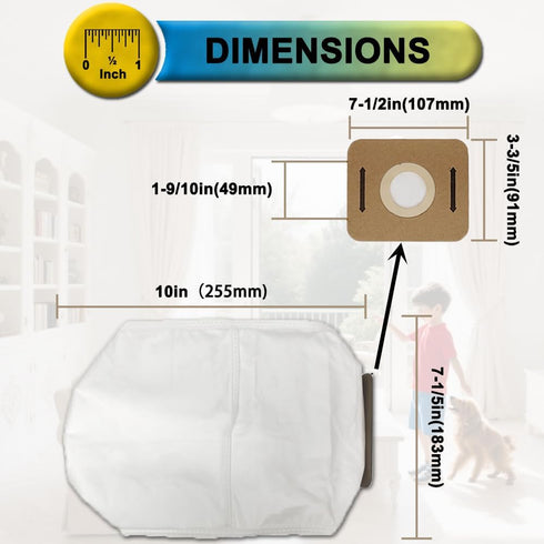 SpaceTent 6 Pack Ergo Backpack Vacuum Bags part# VACBP6, compatible with 8-Quart Atrix Ergo Backpack Vacuum, Model #: VACBP1, VACBP36V, VACBPAI....