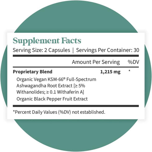 Pattern Wellness Ashwagandha Complex for Men & Women - KSM-66 & Black Pepper Extract - Whole Body & Heart Health - Supports Stress & Mood - Non-GM...