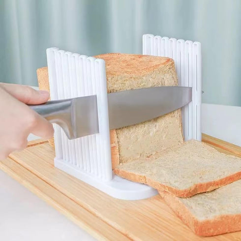 Foldable Manual Bread Slicer for Kitchen,Adjustable Slicing Guides,Bread slice for Homemade Bread(white)...