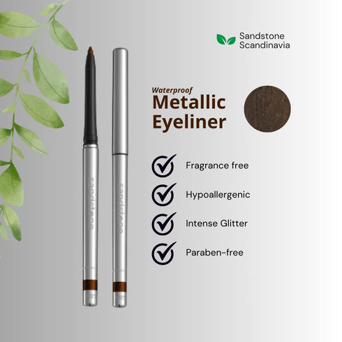 Hypoallergenic Eyeliner Waterproof (Spicy Cinnamon) - Unscented Metallic Brown Eye liner - Vegan and Cruelty Free Eye Pencil - Colored Eyeliners f...