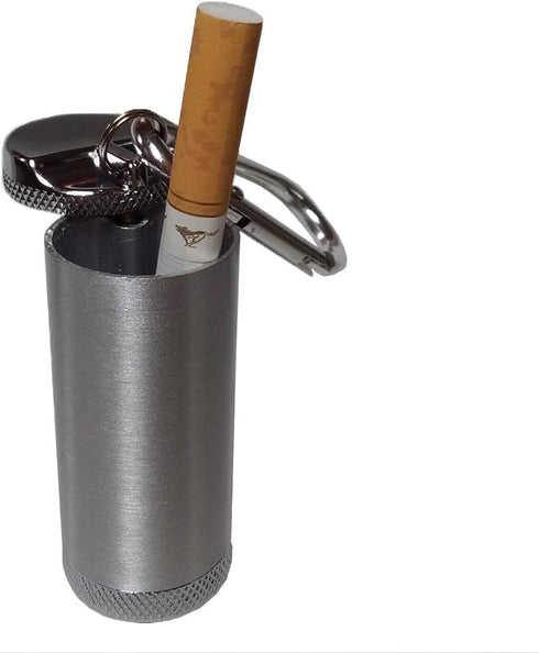 Metal Portable Ashtray,Outdoor Cigarettes Ashtray with Lid,Keychain,Cylinder Silver...