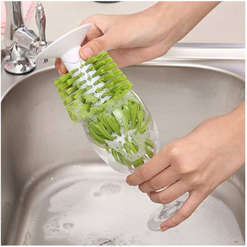 2PCS Glass Cleaning Brush with Suction Cup, Kitchen Bottle and Wine Cup Cleaner, Stable Washing for Cups, Mugs, Decanters and Jugs, Gray...