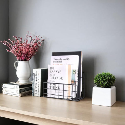 Desk Organizer for File Holders ,3-Section Desktop Vertical magazine rack ,Stand Metal Rack File Sorter,Document/Filing/Paper/Book/Mail/Letter Org...