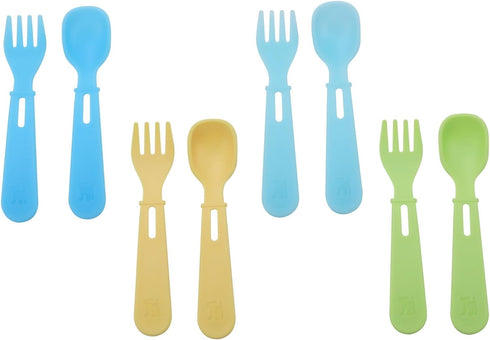 Toddler Kids Feeding Utensil Spoon and Fork Set, Set of 4 (8 Utensils Total) Compatible with Munchkin Lunch Bento Box Replacement (Boy), AG001...