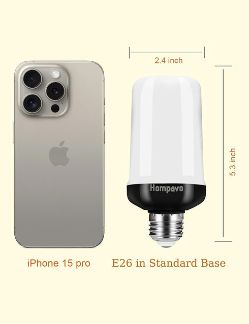 Hompavo ?Upgraded? LED Flame Light Bulbs, 4 Modes Flickering Light Bulbs with Upside Down Effect, E26/E27 Flame Bulb for Halloween, Christmas, Par...