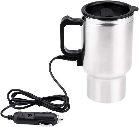 Keenso 12V Electric Car Cup Travel Heating Cup, 450ml Stainless Steel Car Electric Kettle Car Coffee Mug Heater with Cigarette Lighter...