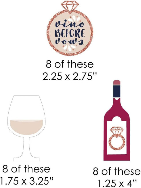 Big Dot of Happiness Vino Before Vows - DIY Shaped Winery Bridal Shower or Bachelorette Party Cut-Outs - 24 Count...