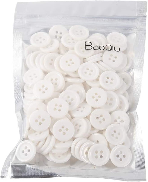BaoQiu 15mm White Black Plastic Buttons 5/8 Inch Pack of 150 Pcs Sewing Resin Buttons Four Holes DIY Craft Buttons...