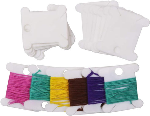 Floranea 50 Pcs Floss Bobbins for Cross Cotton White Stitch Thread Holder Card Embroidery Floss Organizer for Craft Art DIY Sewing Storage Accesso...