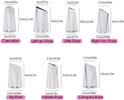 Hendiy 7Pieces/set Cake Decorating Tips Set Cream Icing Piping Fondant Rose Nozzle Pastry Tools Fondant Decorating Tools...