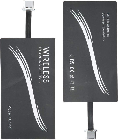 ASHATA 2Pcs Type C QI Wireless Charging Receiver Ultra Thin QI Wireless Receiver, Electromagnetic Induction 1000mA Fast Charging Qi Coil Receiver ...