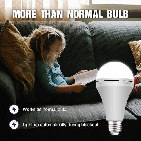 4Pack White Rechargeable Emergency 15W LED Light Bulb,Energy Saving,Eye protection,100W Equivalent,1500lm,White light 6000K,E26/27 Base,2200mAh Li...