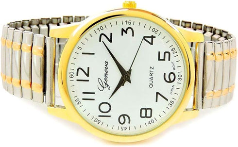 2Tone Large Face Easy to Read Stretch Band Watch...
