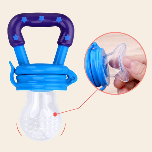 Baby Food Feeder 3 Pack Silicone Fruit Pacifier Teething Reusable Pouches Pacifier Blue by Mluchee(S,M,L)...