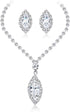 Bride Simple Crystal Necklace Earrings Set Women Bridal Wedding Jewelry Sets Rhinestone Choker Necklace Prom Jewelry Set for Women (Silver 3)...