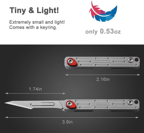 Small Keychain Knife, Mini Folding Pocket Knife with 10pcs Replaceable Surgical Blades, Scalpels Utility Knives, EDC Box Cutter for Women and Men...