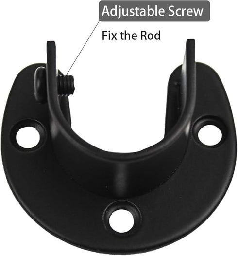 Zip Seven 1-5/16 Shower Closet Rod Holder Set U Shaped Hanging Rod Flange Socket Heavy Duty Curtain Pole Bracket Supports Stainless Steel Matte Bl...