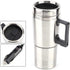 Qiilu Car Electric Kettle, 12V 350ml+150ml Stainless Steel Portable Car Electric Heating Mug Drinking Cup Travel Kettle Water Boiler for Water Tea...