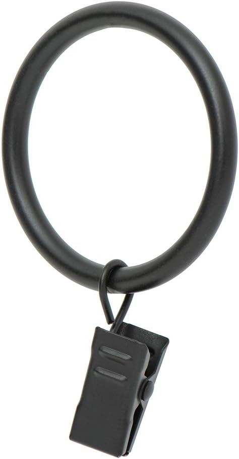 Ivilon Drapery Curtain Clip Rings - Clips Ring for Curtain Panels 1.7", Set of 14 - Black...