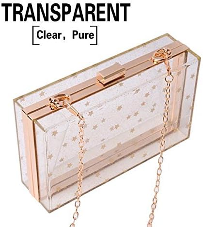 Women Acrylic Transparent Gold star Evening Bags Purses Clutch Vintage Banquet Handbag (Transparent)...