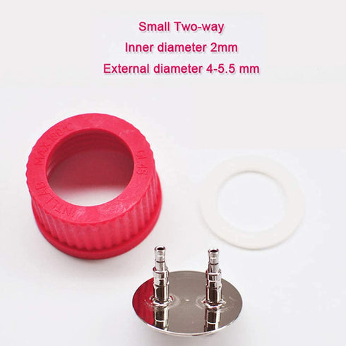 316 Stainless Steel Small 2-Port Vent Assembly, for GL45 Universal Laboratory Glass Bottles, High Temperature PBT, 45 mm, GL45_S2...