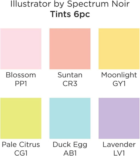 Illustrator by Spectrum Noir Tip Artist Alcohol Marker 6 Piece Tints...