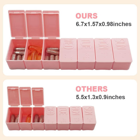 3Pack Weekly Pill Organizer,Extra Large 7 Days Pill Cases Travel Daily Pill Box for Fish Oil, Calcium Tablets Supplements and Other Vitamin Pill...