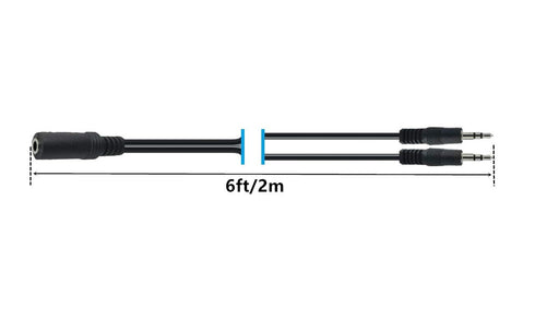Ancable 3.5mm Stereo Female to 2-Male Y-Splitter Audio Cable 2M, 1/8" Female to 2 Dual 1/8" Male Aux Mic Splitter Jack Cable for Speaker, Headphon...