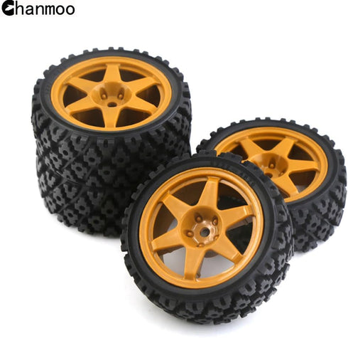 1/10 RC On Road Tires Rubber Rally Tyres and Wheels Rims 12mm Hex for 1/10 Scale RC Racing Drift Car HPI KYOSHO Tamiya XV01 XV02 TA06 TT01 TT02 PT...
