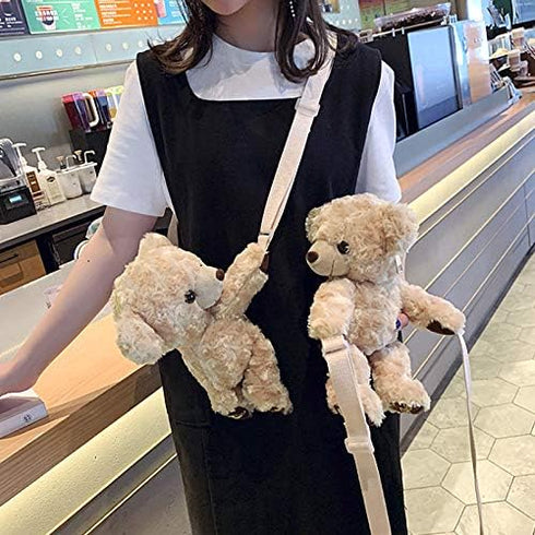 3D Cute Plush Animal Shoulder Bag Women Ladies Teddy Bear Cross Body Bag...