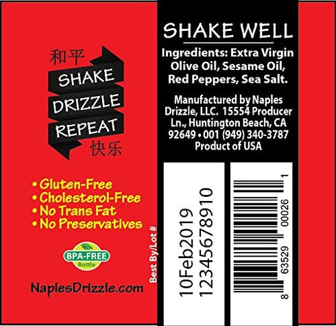 Sichuan Drizzle Chinese Chili Oil - Condiment & Ingredient, Premium EVOO, Toasted Sesame Oil and Hot Chili Flakes. Rice & Noodles' Condiment, Soup...