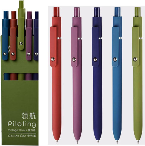 sencoo 5 pack Blue Gel Pens Quick Dry Ink Pens Fine Point Retractable Roller Ball Pens 0.5 mm Smooth Writing Pens Cute Pens Aesthetic pens for Sch...