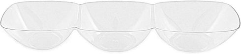 Kaya Premium Clear Rectangular 3-Hole Mini Disposable Plastic Bowls (Pack of 10) - Elegant, Durable & Ideal for Parties - Perfect for Appetizers &...